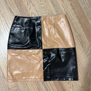 Vici Black and Tan Asymmetrical Pencil Skirt
